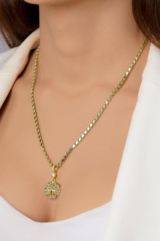 14ct Gold Filigree Rose on Sequin Chain-1