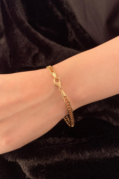 14ct Gold Baguette Stone Knitted Bracelet-1