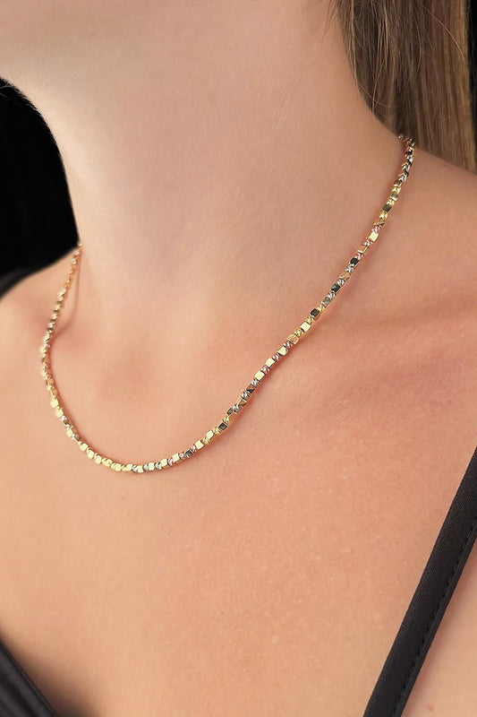 14ct Gold Colored Cube & Dorica Chain-0