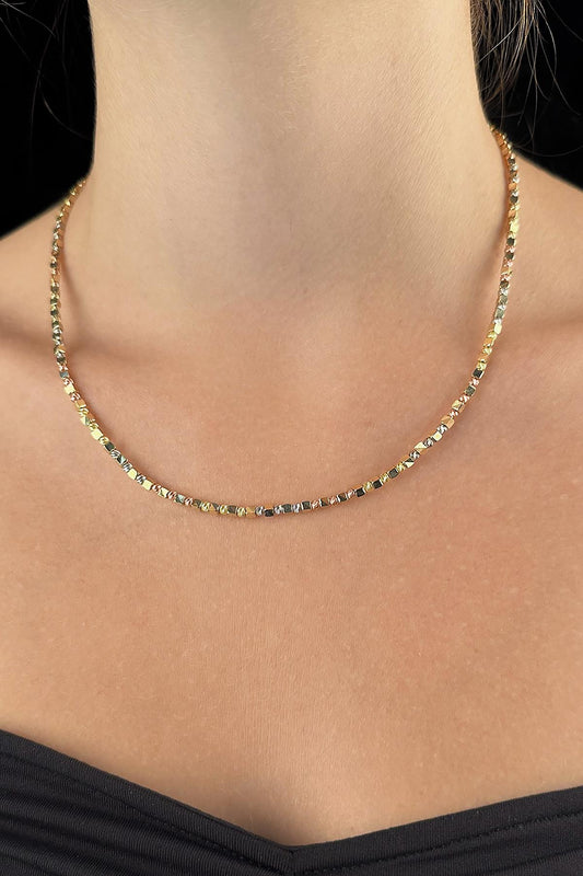 14ct Gold Colored Cube & Dorica Chain-1