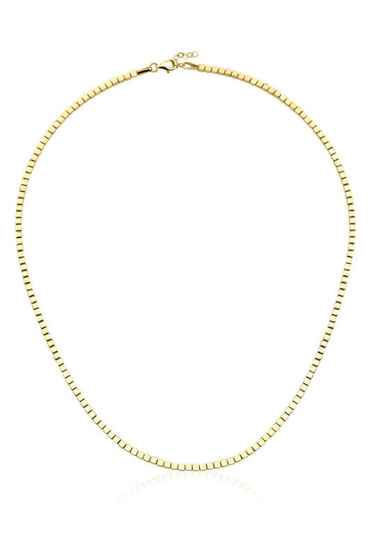 14ct Gold Cube Beaded Necklace-0