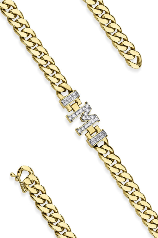 14ct Gold Diamond Personalized Letter Bracelet-0