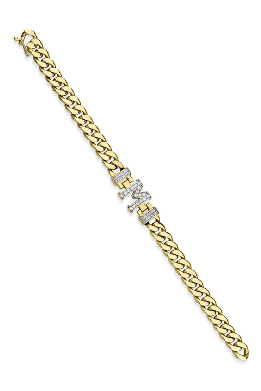 14ct Gold Diamond Personalized Letter Bracelet-1