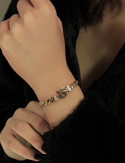 14ct Gold Diamond Personalized Letter Bracelet-3