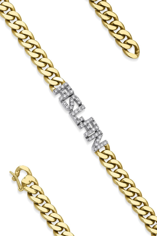 14ct Gold Diamond Personalized Name Bracelet-0