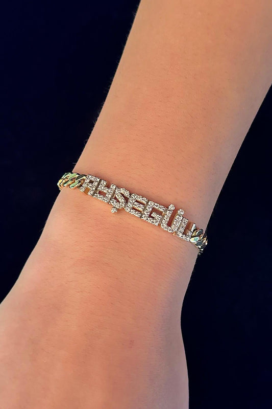 14ct Gold Diamond Personalized Name Bracelet-0