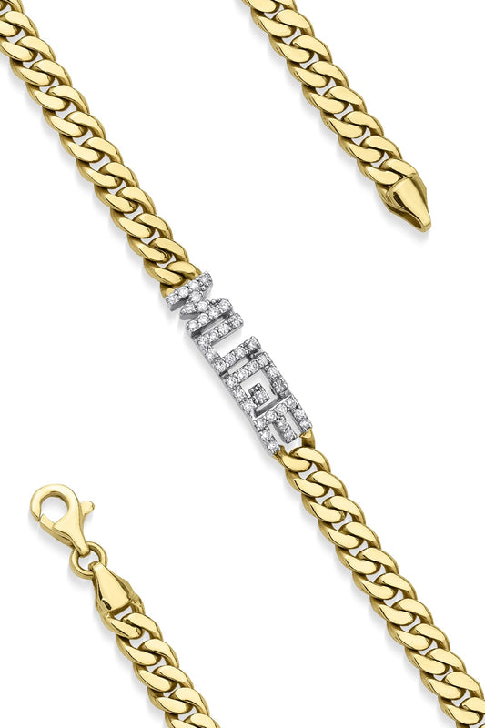 14ct Gold Diamond  Personalized Name Bracelet-0