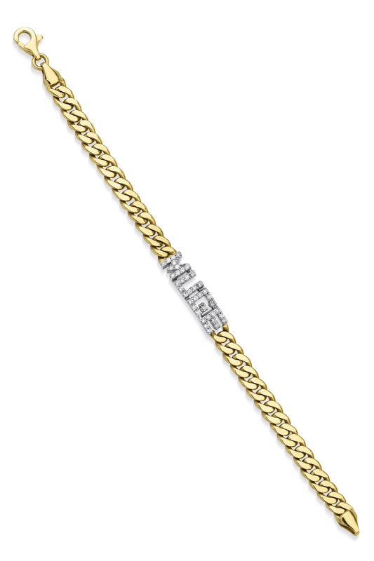 14ct Gold Diamond  Personalized Name Bracelet-1