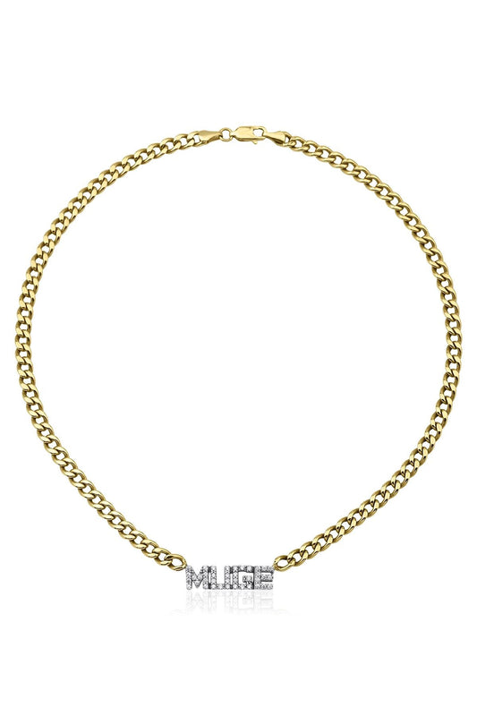 14ct Gold Diamond Personalized Name Necklace-0