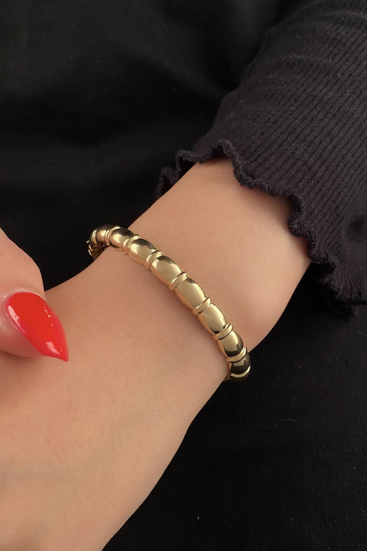 14ct Gold Dome Bangle-0