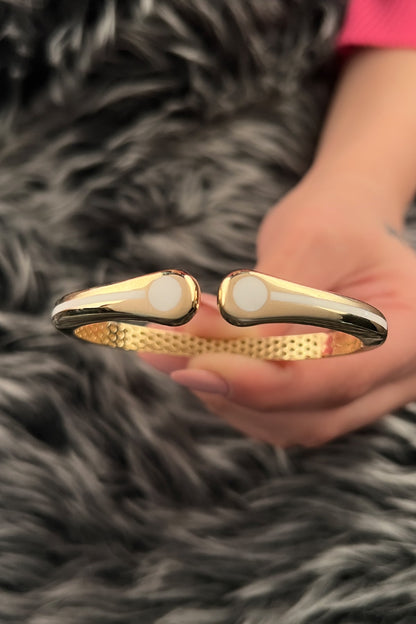 14ct Gold Dome Teardrop Bangle Bracelet-1