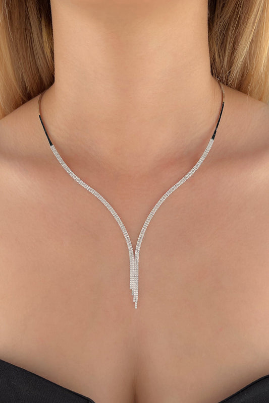 14ct Gold Double Row Tennis Necklace-1