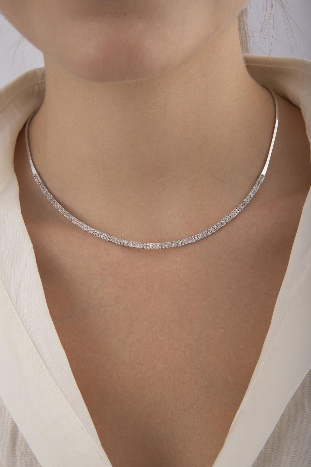 14ct Gold Double Row Tennis Set  (Necklace , Earrings , Bracelet )-1