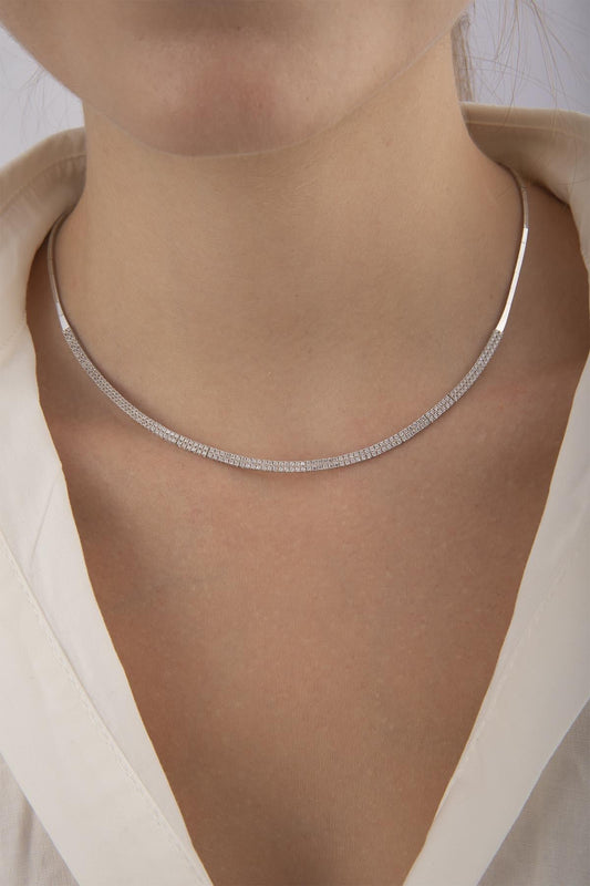 14ct Gold Double Row Tennis Set  (Necklace , Earrings , Bracelet )-1