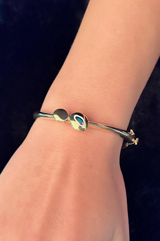 14ct Gold Evil Eye Bangle-0