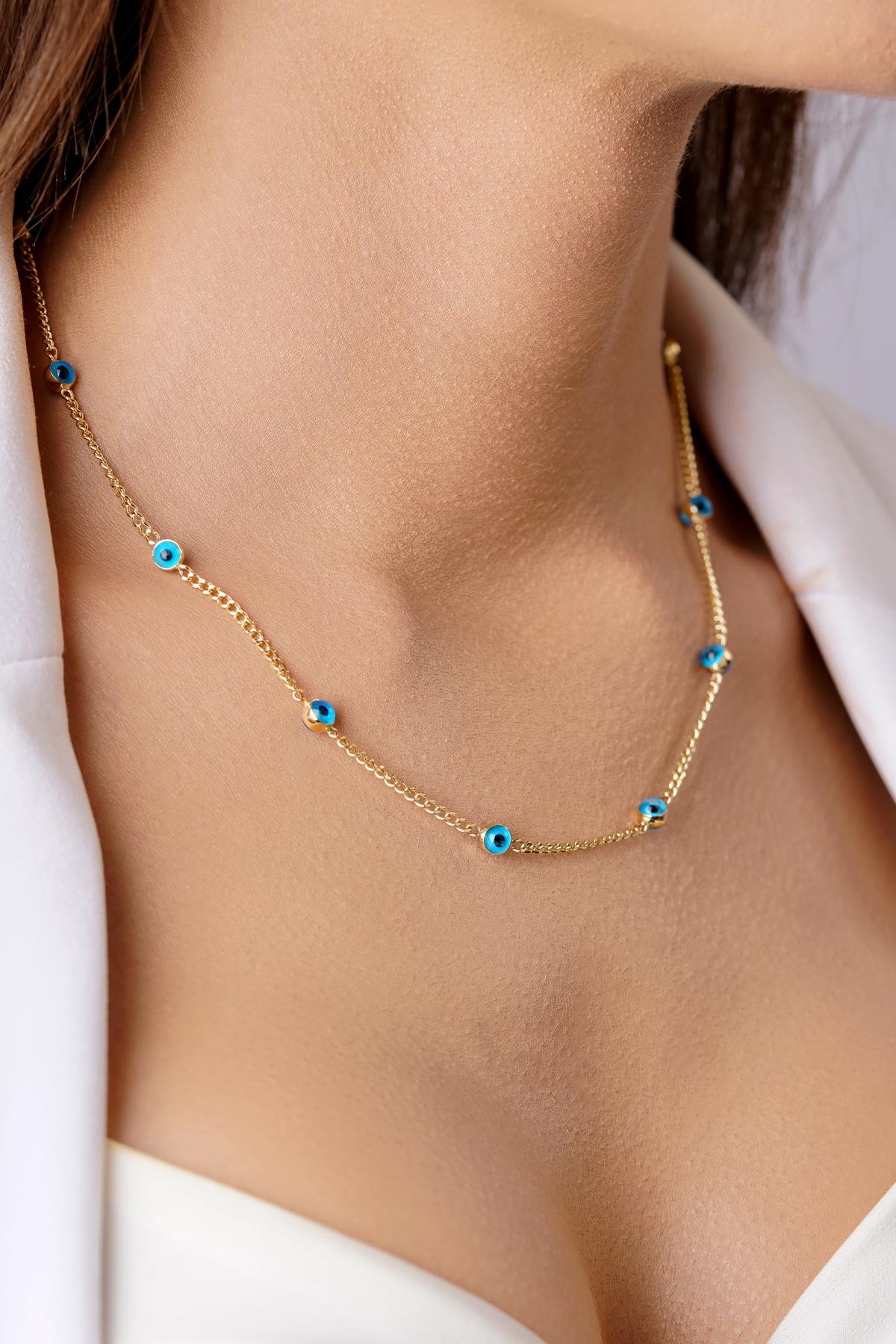 14ct Gold Evil Eye on Cuban Chain Set-1