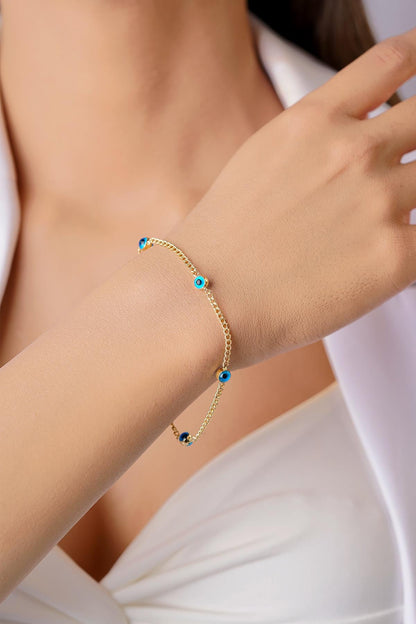 14ct Gold Evil Eye on Cuban Chain Set-2