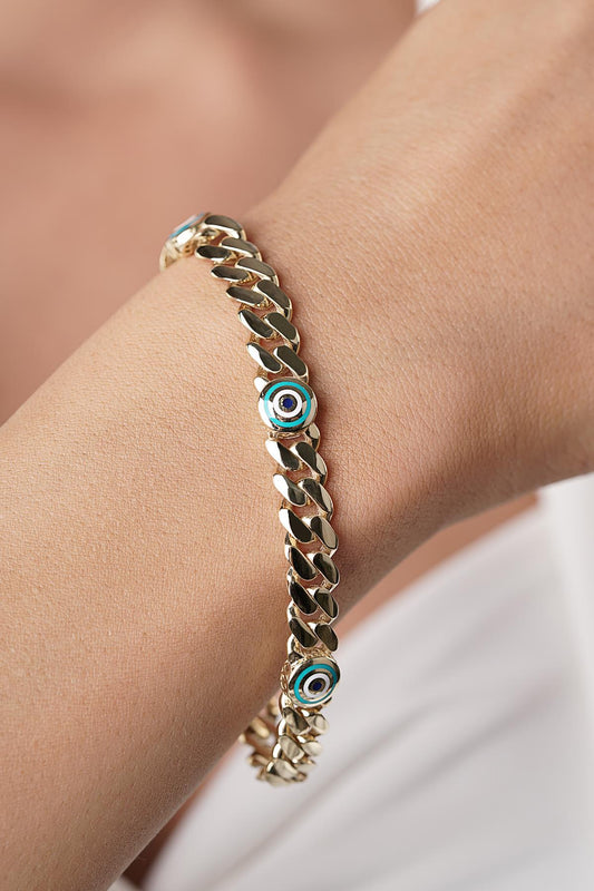 14ct Gold Eye Detail Gourmet Bracelet-0