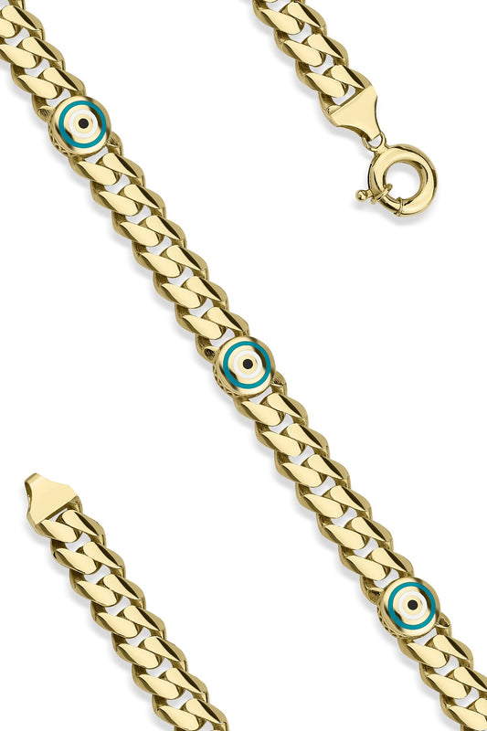 14ct Gold Eye Detail Gourmet Bracelet-1