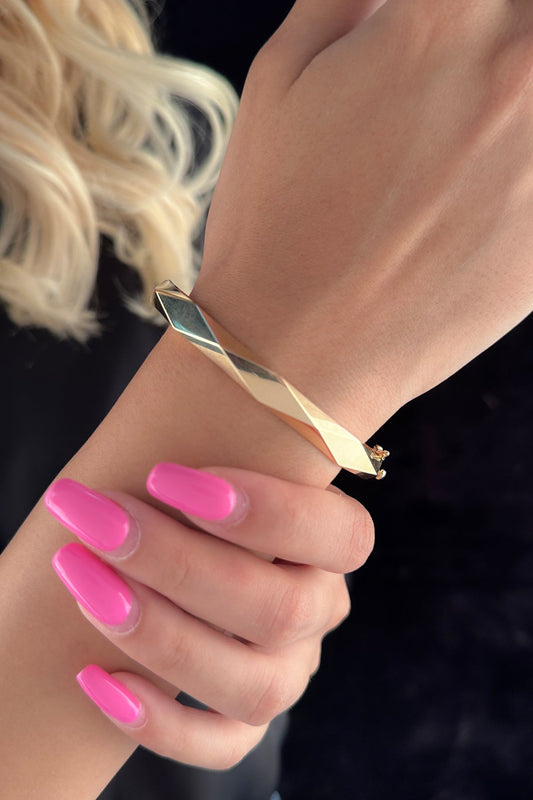 14ct Gold Faceted Bangle-0