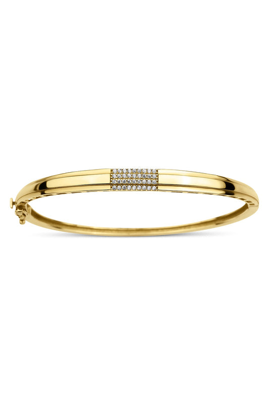 14ct Gold Flat Bangle with Stone Detail-0