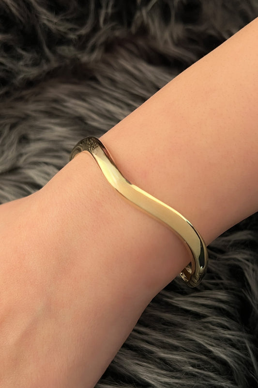 14ct Gold Flexible Wave Bangle Bracelet-0
