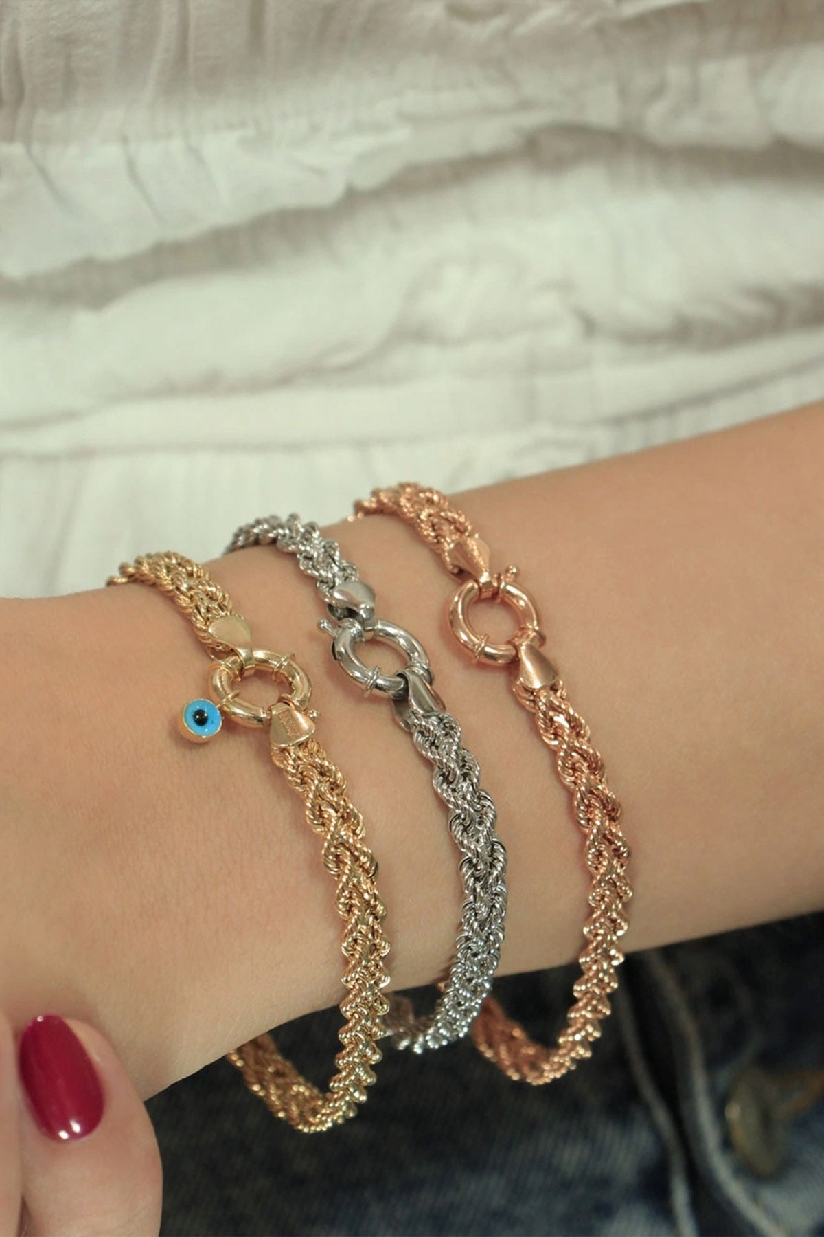 14ct Gold Rope Knitting Chain Set (Bracelet - Chain )-1