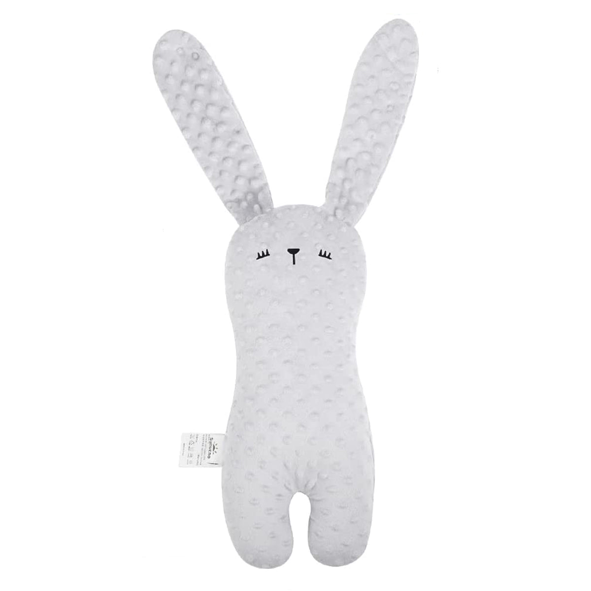 Soft newborn bunny pillow by Sunveno, minky textured sleep support for crib and toddler beds, designed for comfort and cuddling.