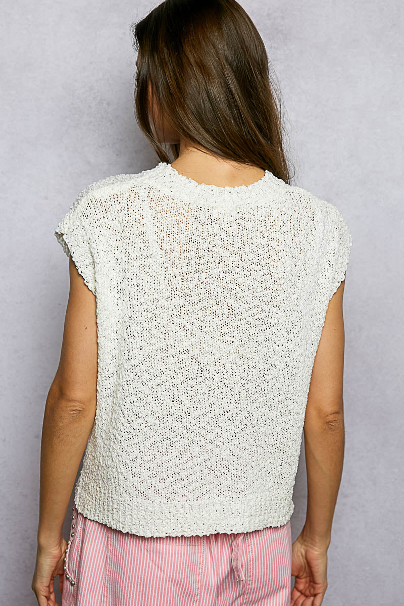 POL Star Round Neck Popcorn Knit Top-3