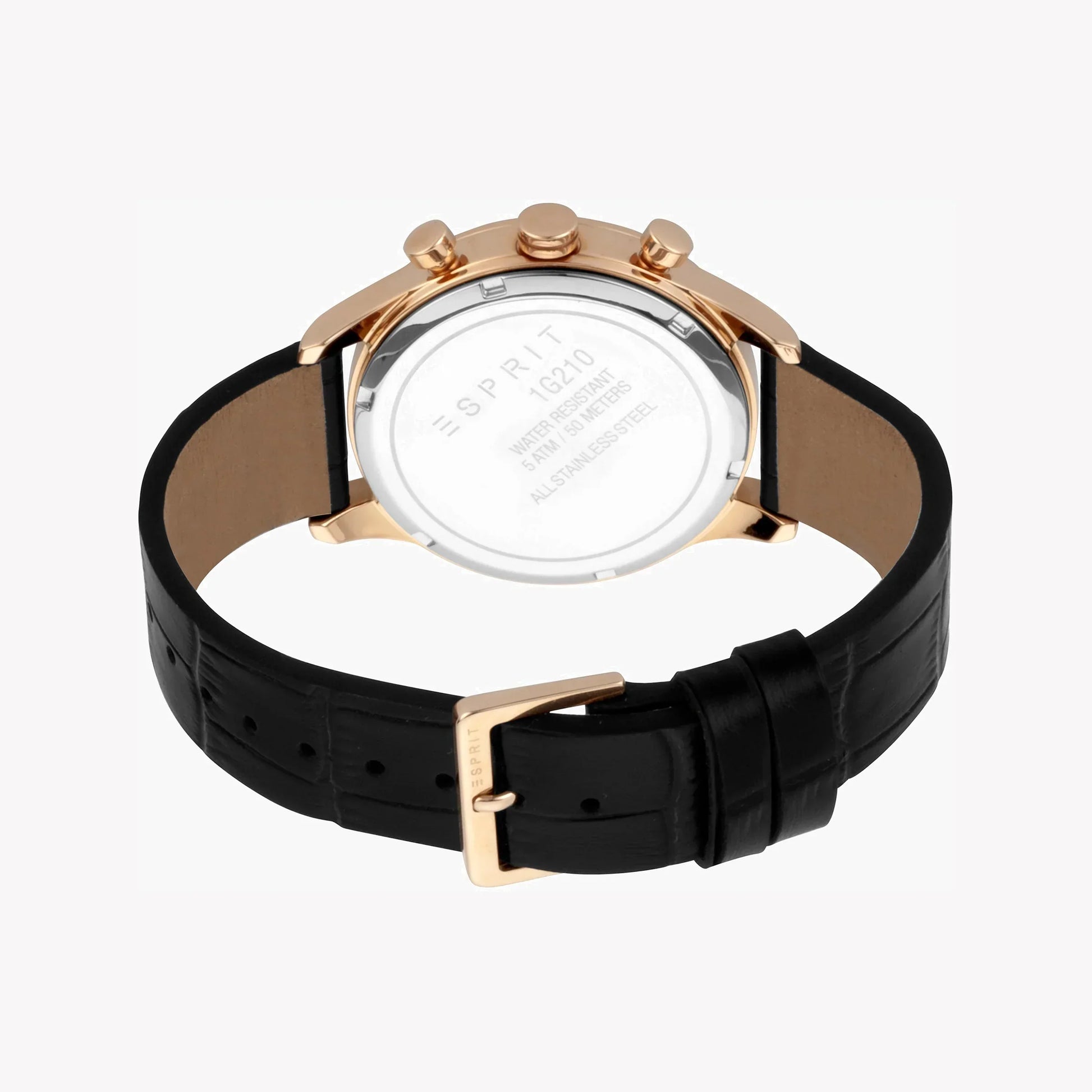 Esprit Men's Black Leather Watch, Black Dial | Es1g084m0025-2