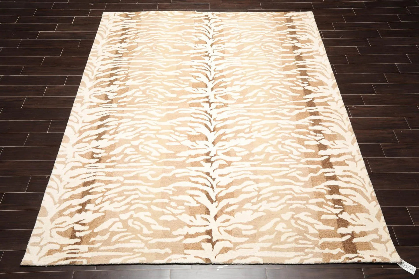 Multi Sizes Handmade 100% Wool Animal Print Tiger Modern Area Rug Ivory Beige-2