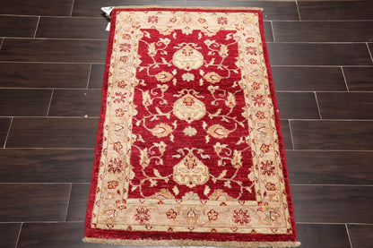 Chobi Peshawar Hand Knotted 100% Wool Traditional Area Rug Wine, Taupe 2'7" x 4'-1