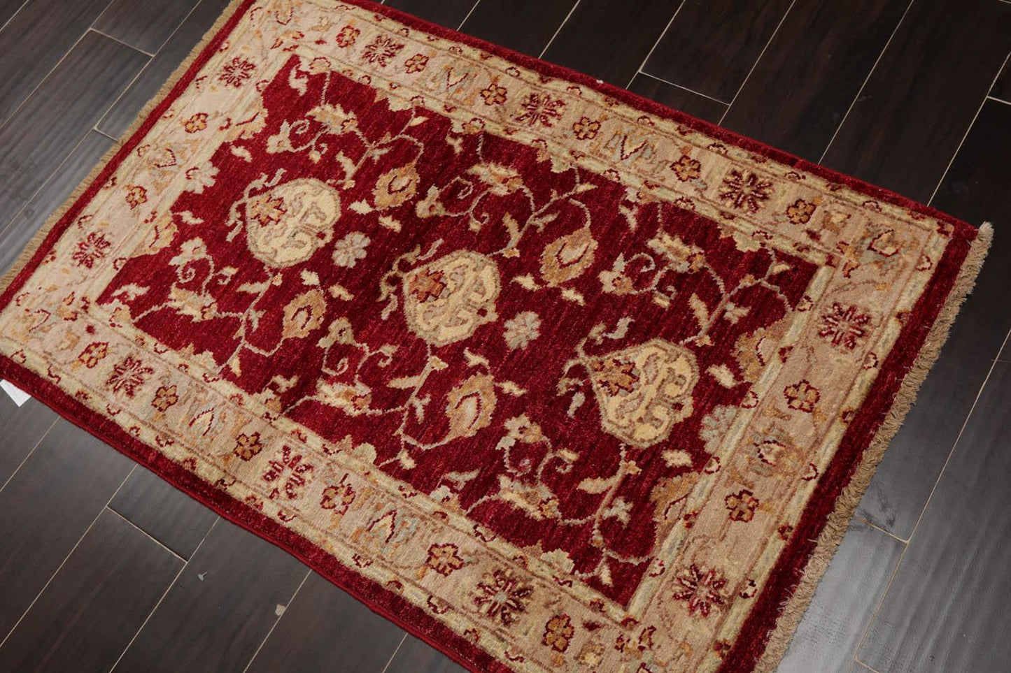Chobi Peshawar Hand Knotted 100% Wool Traditional Area Rug Wine, Taupe 2'7" x 4'-2