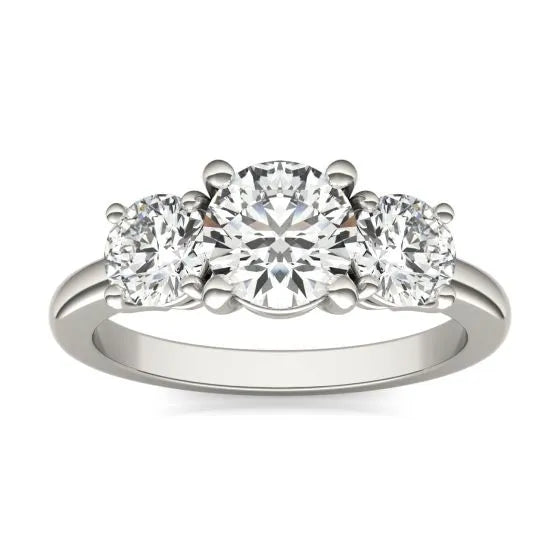 3 CTW AGI Certified Lab Grown Diamond (G-VS) Three Stone Engagement Ring in of 14K Gold-1