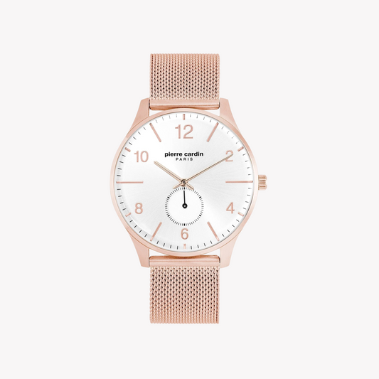 Pierre Cardin Men's Rose Gold Stainless Steel Watch, White Dial | Pc902671f131-0