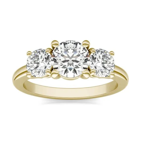 3 CTW AGI Certified Lab Grown Diamond (G-VS) Three Stone Engagement Ring in of 14K Gold-0