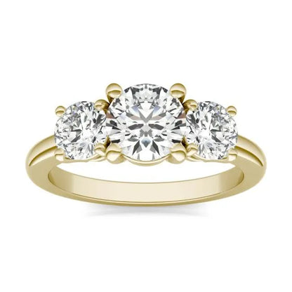 3 CTW AGI Certified Lab Grown Diamond (G-VS) Three Stone Engagement Ring in of 14K Gold-0