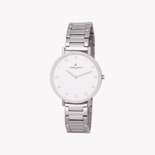 Pierre Cardin Women's Silver Metal Watch, White Dial | Cbv.1130-0