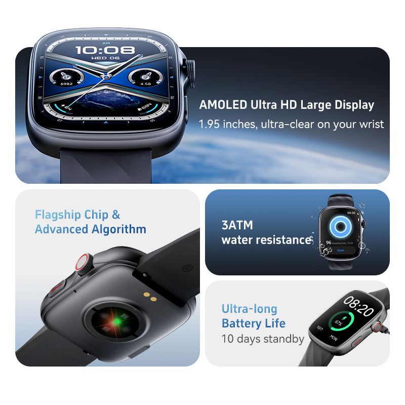 Smart Eco Drive Watch for Women, 1.95'' AMOLED Ultra-Clear Screen Activity Trackers with Heart Rate/Sleep/SpO2 Monitor, Smartwatch for iPhone/Samsung/Android-2
