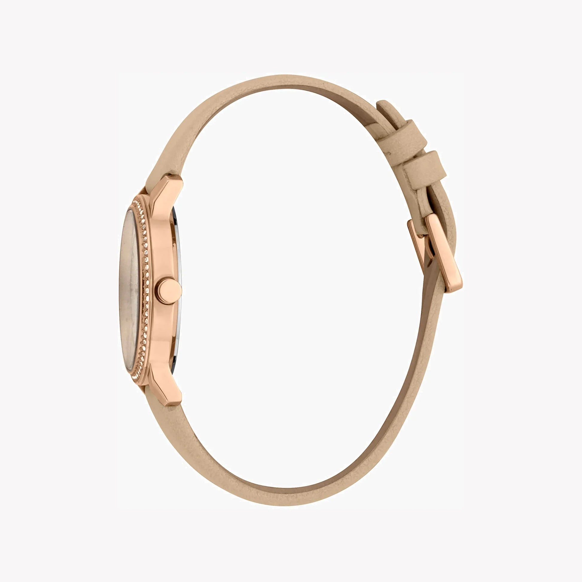 Esprit Women's Beige Leather Watch, Silver Dial | Es1l196m0045-1