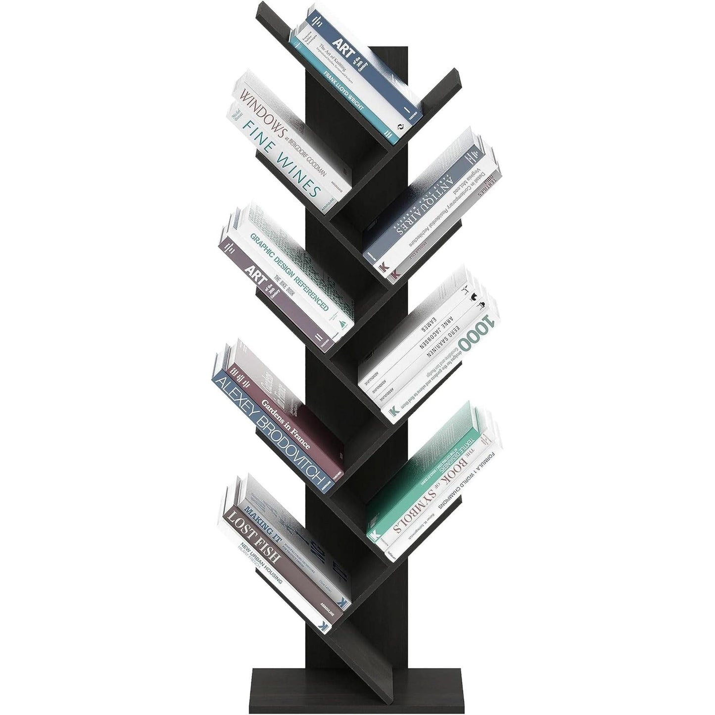 Bookshelf 9 Tier Floor Standing Tree Bookcase Espresso-4