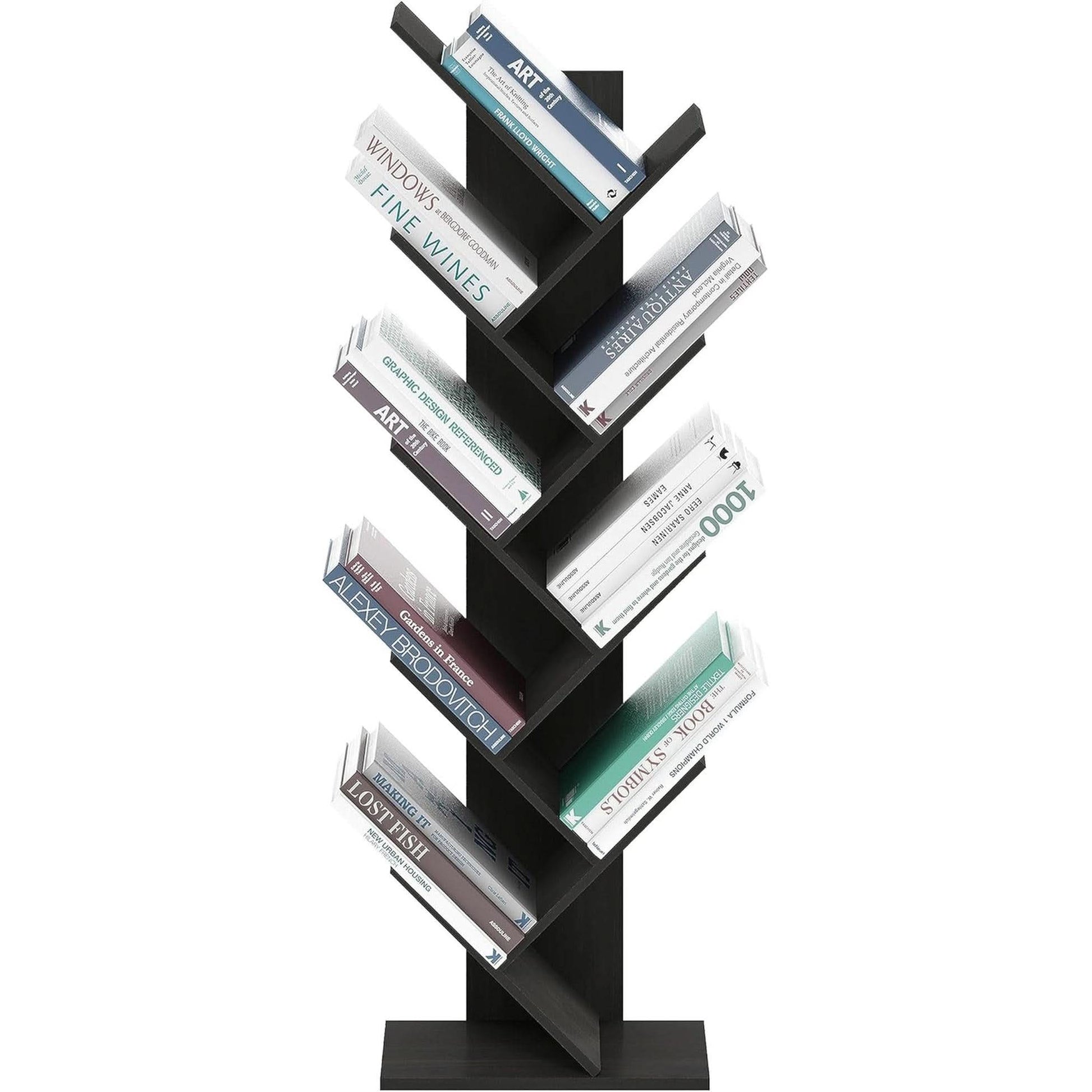 Bookshelf 9 Tier Floor Standing Tree Bookcase Espresso-4