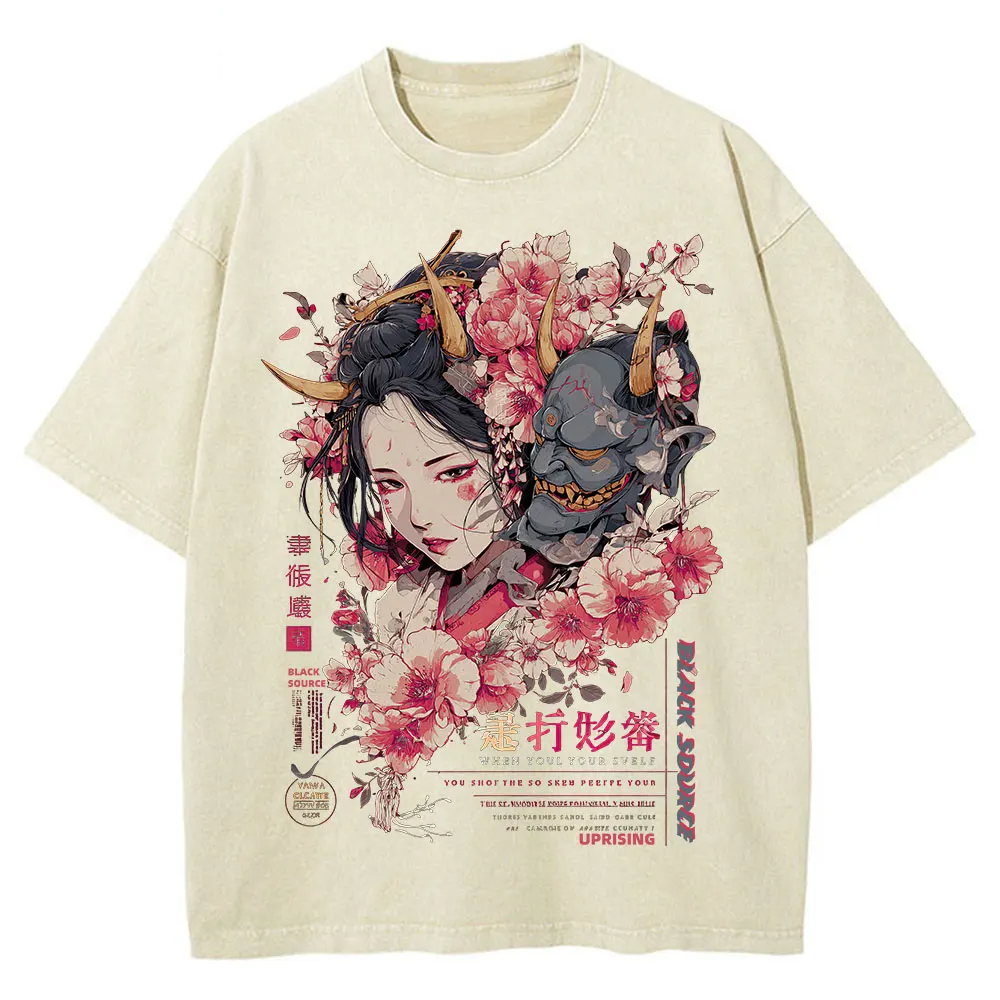 Anime Dragon Floral Graphic T Shirt Unisex Cotton Tee-4
