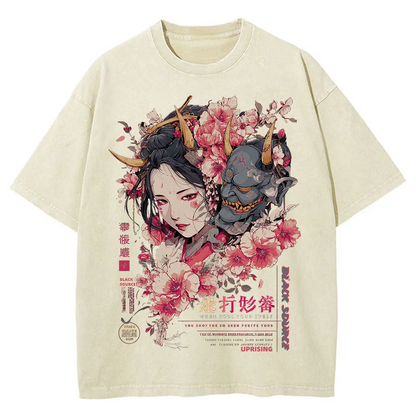 Anime Dragon Floral Graphic T Shirt Unisex Cotton Tee-4