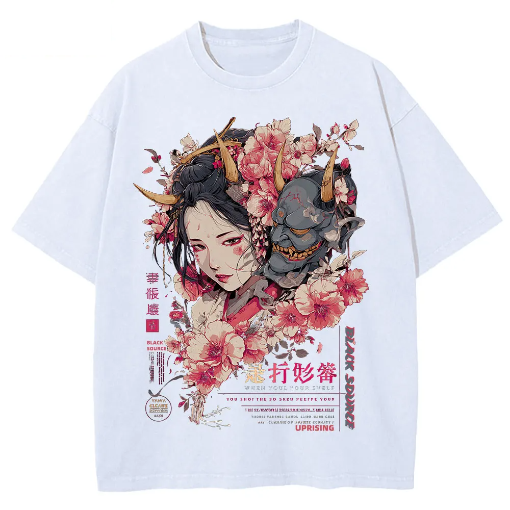 Anime Dragon Floral Graphic T Shirt Unisex Cotton Tee-2