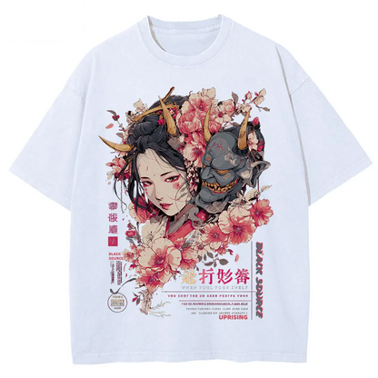 Anime Dragon Floral Graphic T Shirt Unisex Cotton Tee-2
