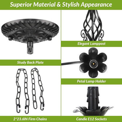 Six Light Matte Black Farmhouse Ceiling Chandelier Fixture-4