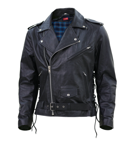 Kaan Zipper Leather Biker Jacket for Men's Black-0