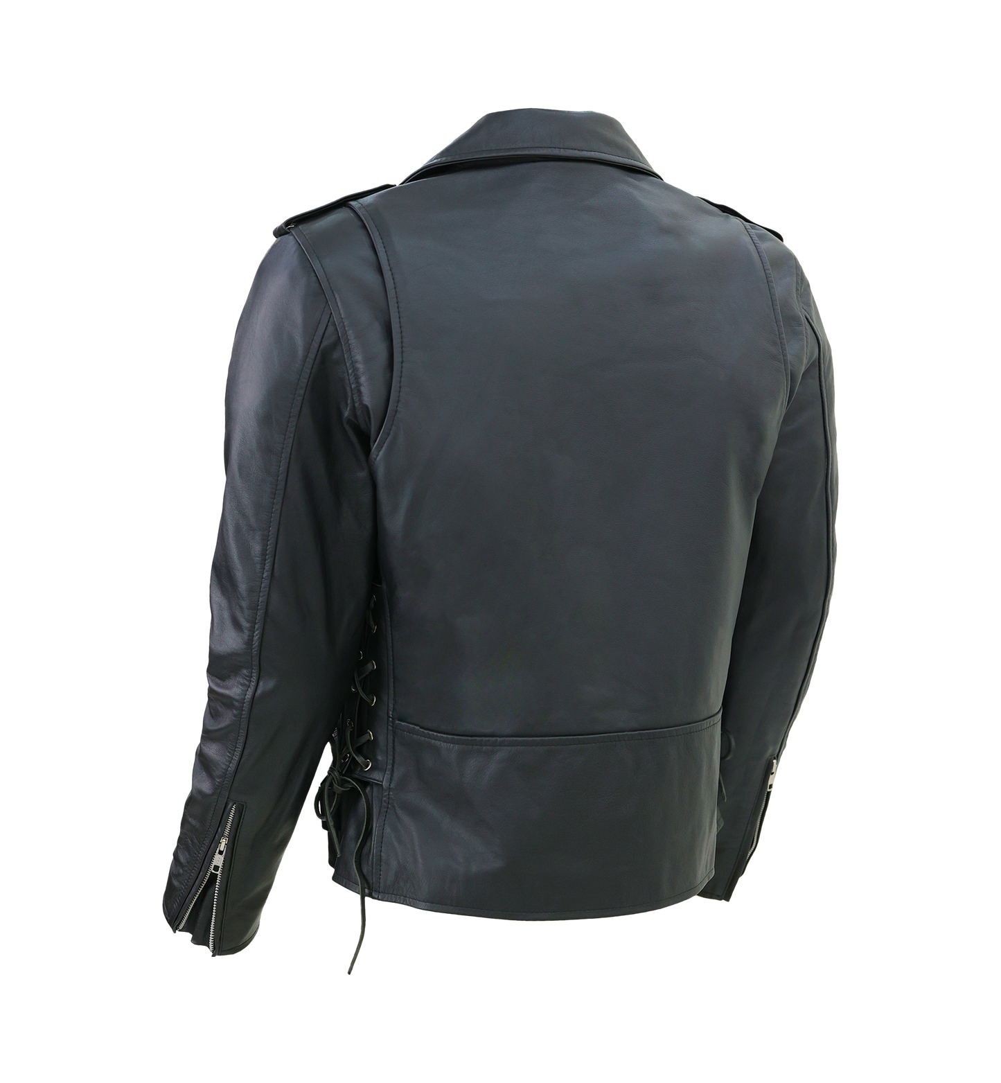 Kaan Zipper Leather Biker Jacket for Men's Black-3