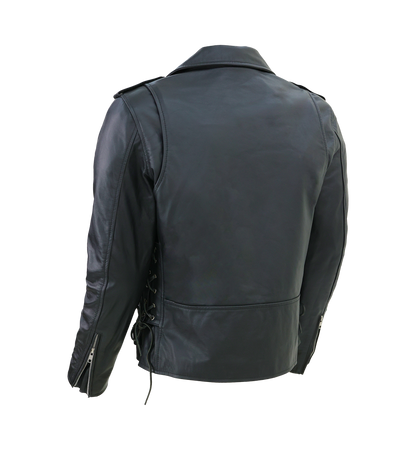 Kaan Zipper Leather Biker Jacket for Men's Black-3